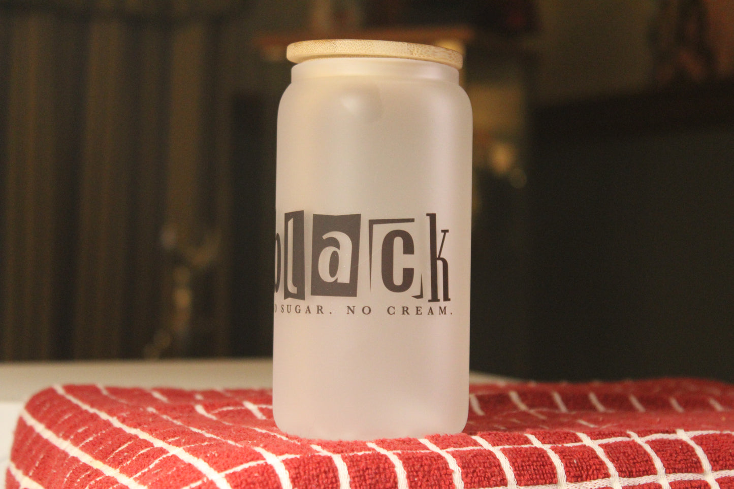 Black - No Sugar, No Cream Glass Cup